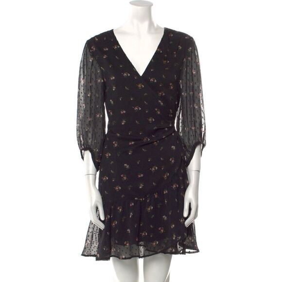 Allsaints black floral wrap dress - Picture 2 of 4